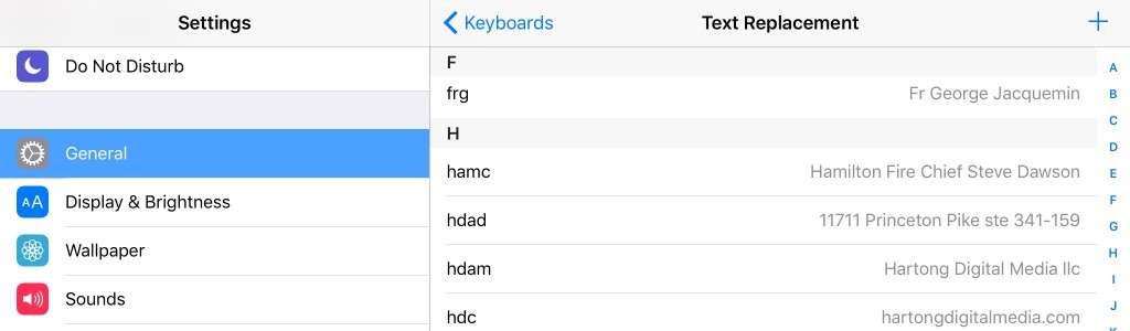 text replacement helps with accuracy as well as speed