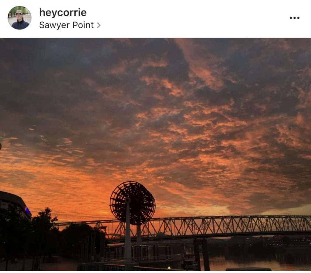 Corrie photographs Sawyer Point as the sun rises